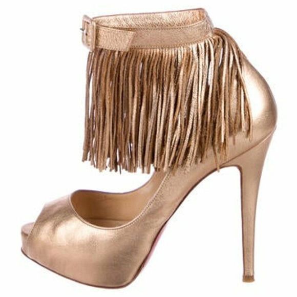 Christian Louboutin Metallic Fringe Heels - Picture 3 of 16